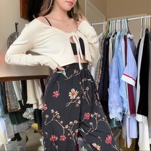 silky high rise floral pants